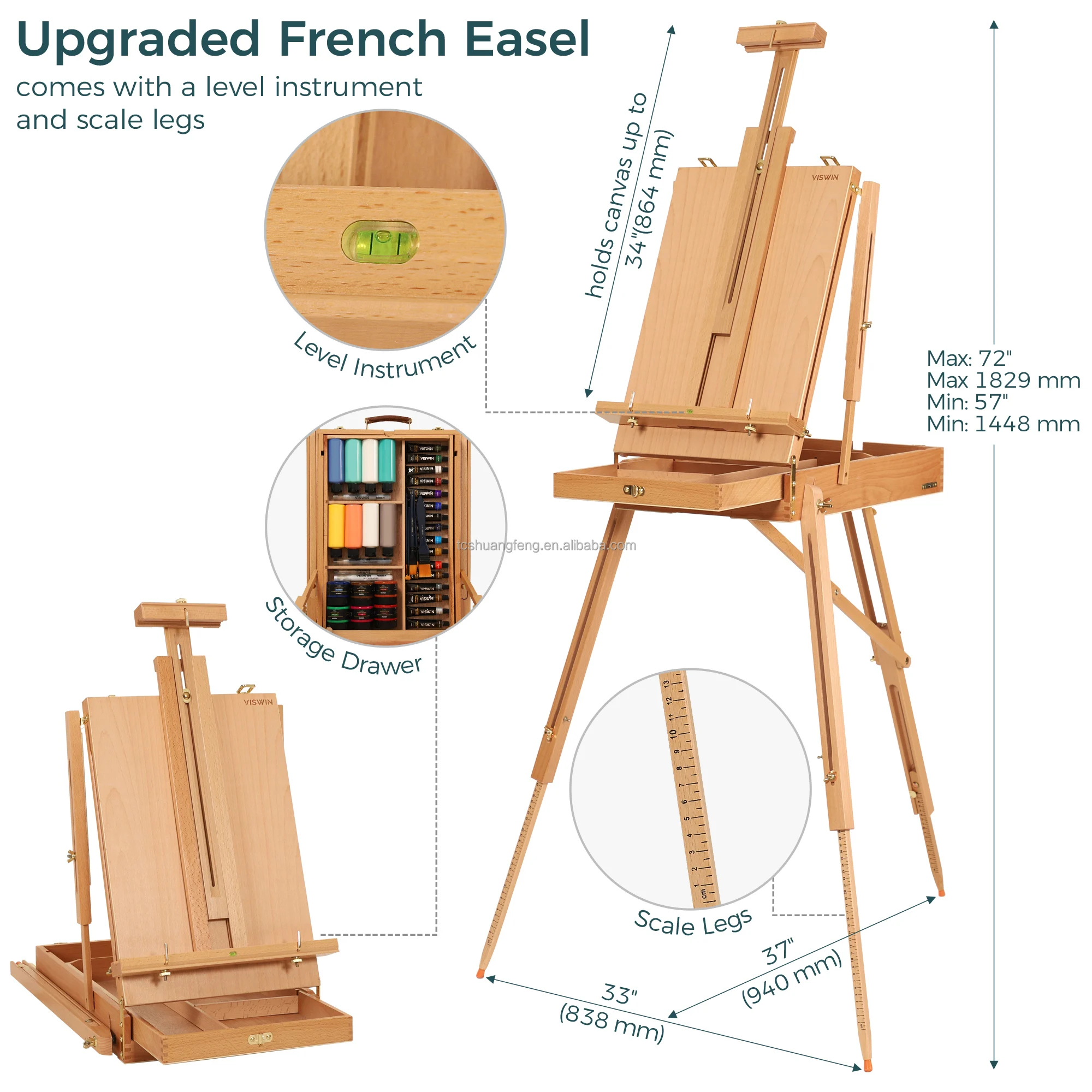 VISWIN Painting Box Set - Acrylic Paints & French Easel