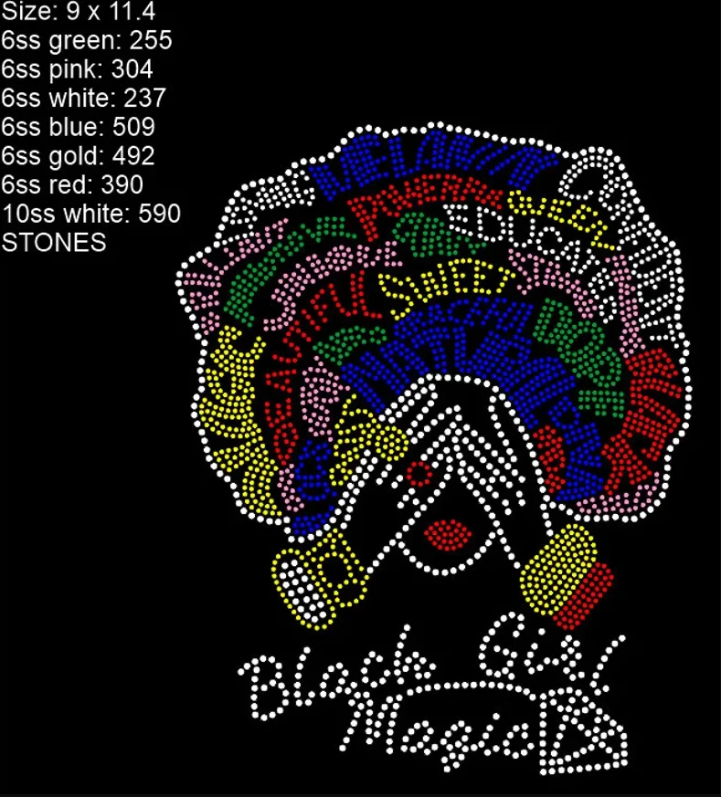 Afro Culture Bling T-Shirt designer iron on transfer hotfix diamond patches rhinestone transfer motif