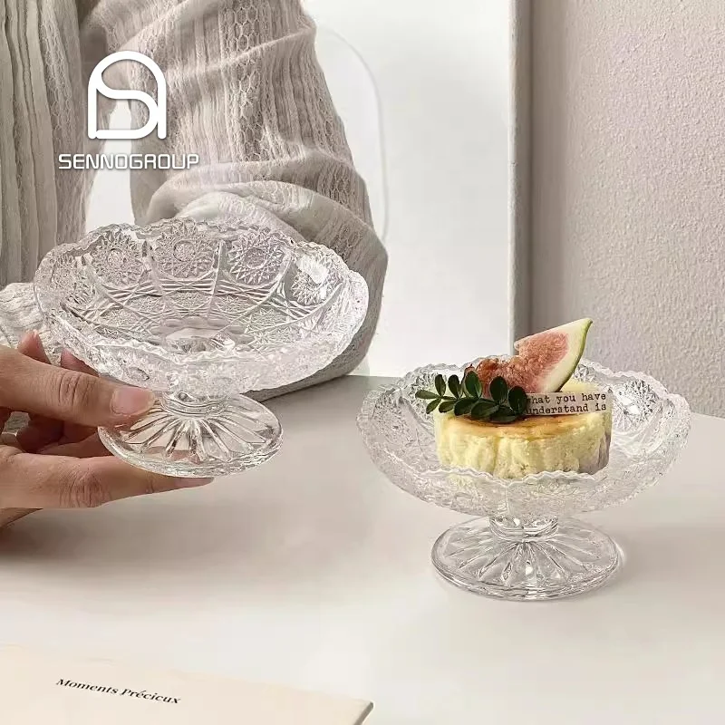 デザートカップ,クリスタルカラーハイフットフルーツプレートひまわり