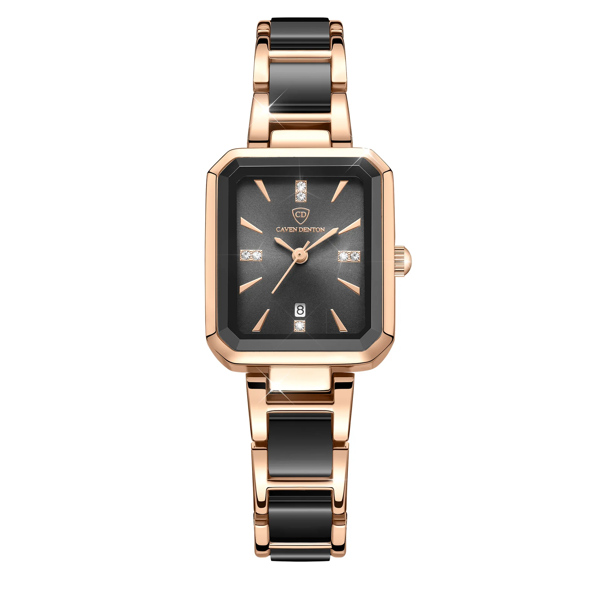 Luxury Gold Square Quartz Watch Stainless Steel Bracelet Waterproof 30M Scotty 9153b - Luxury Quartz Watch for Lady with Square Dial main image 2