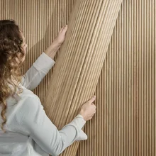 Modern 3D Wood Slat MDF Flexible Wall Panels Curved Wave Board Tambour Panel
