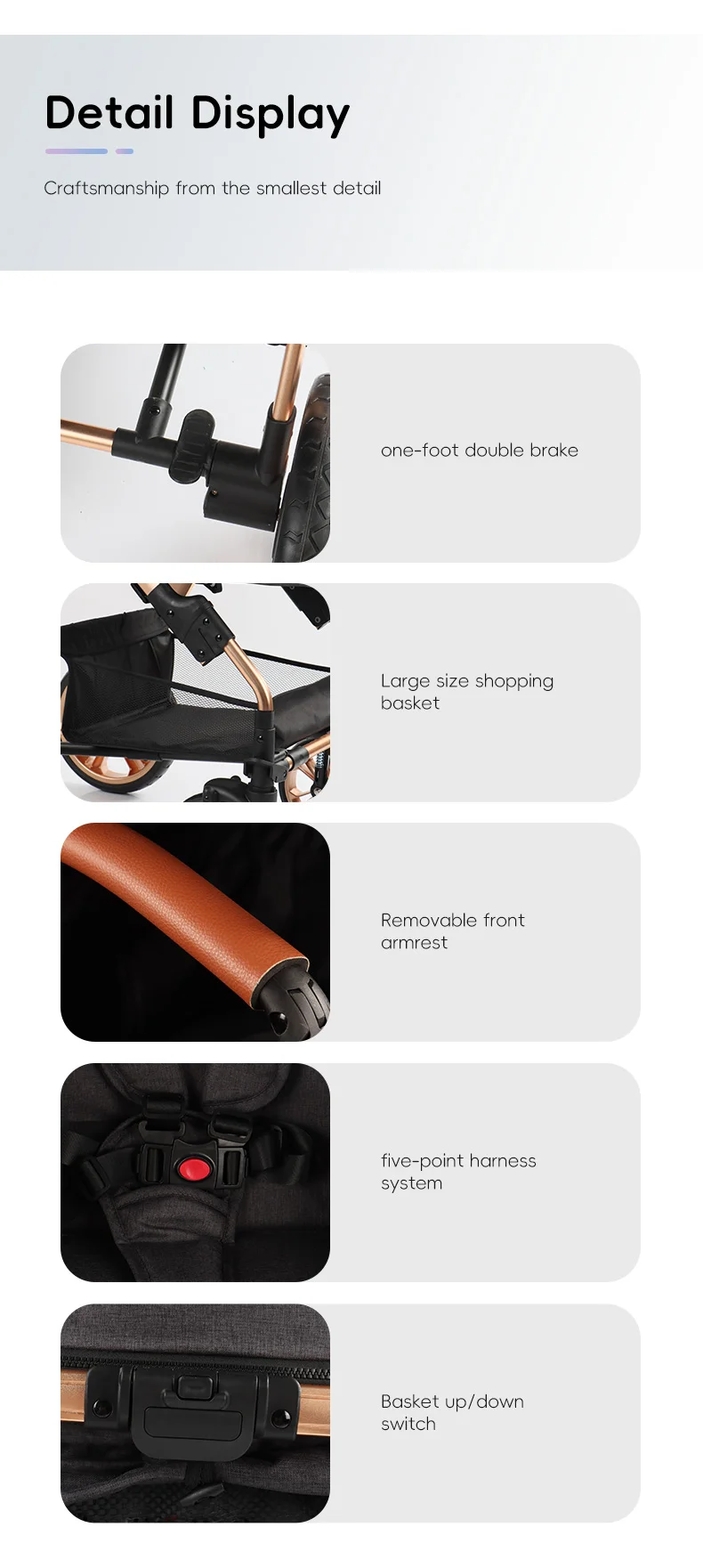 3-in-1 Baby Stroller Folding Infant Newborn Pram Stroller with Reversible Seat - Toddler Strollers for 0-36 Months