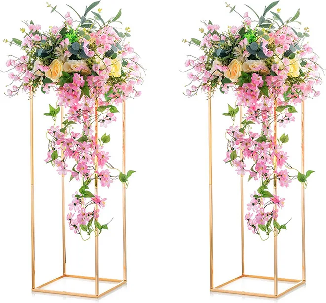 Supporto per fiori in metallo color crema alto 40 cm - Solido