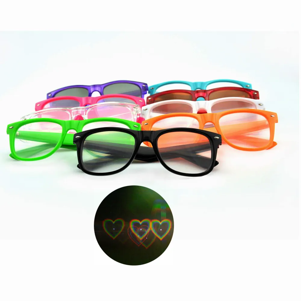 blu occhiali a forma di cuore occhiali rave moda per uomini e donne 3D cuori fuochi dartificio occhiali Occhiali da diffrazione effetto cuore 