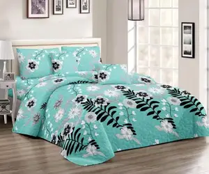 Wholesale Luxury Floral Pattern Microfiber 3-Piece Reversible Bedding Set KING Size Summer Polyester Bedspreads for Home Use