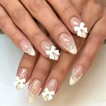 Professional Supplier 24pcs Jelly Glue French Artificial Finger Nails Press on Nails Customize Press on Nails