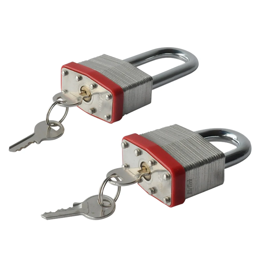 RHETECH Smart Iron Security Padlock Hot Selling Red Rubber with Long and Short Shackle Pin Lock Keys Hardened Steel Material