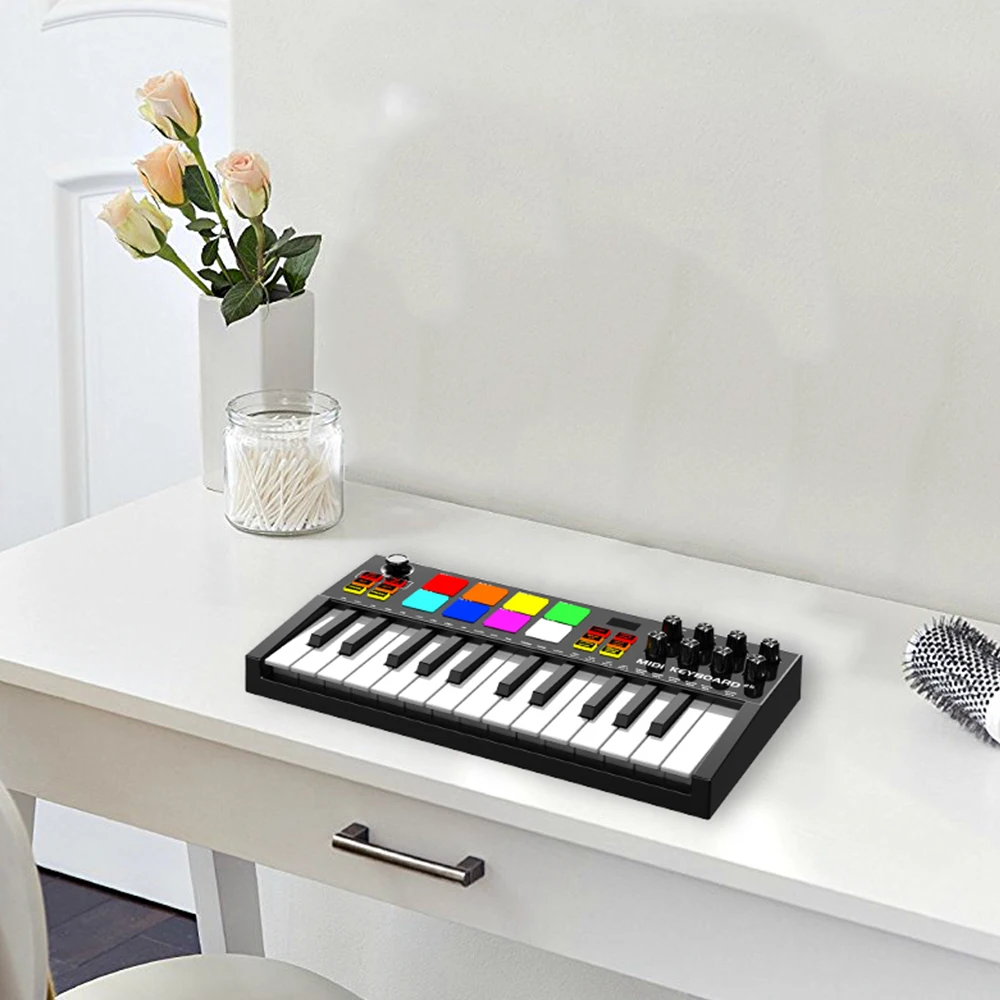 Лидер продаж профессиональный мини 25 Midi контроллер клавиатуры с 8 Rgb подсветкой барабанные колодки ручек