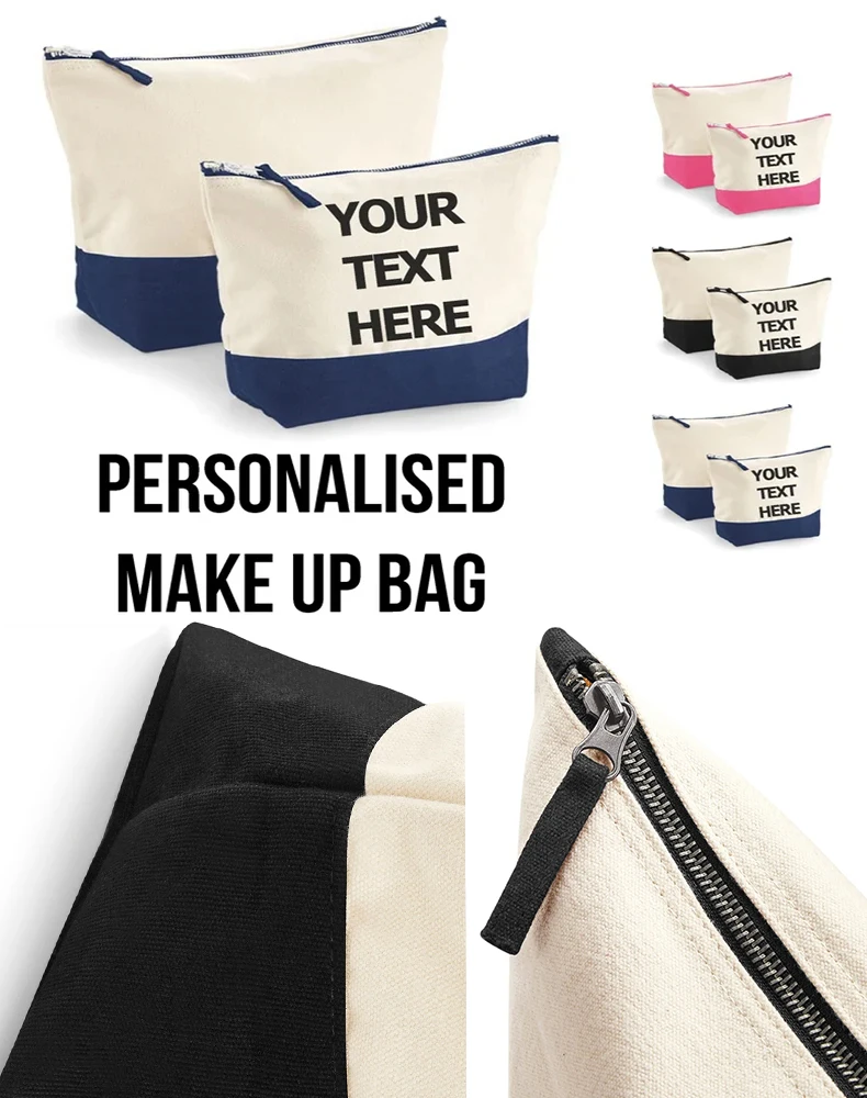 Custom Luxury Cotton Canvas Cosmetic Bag With Bottom Waterproof Linen