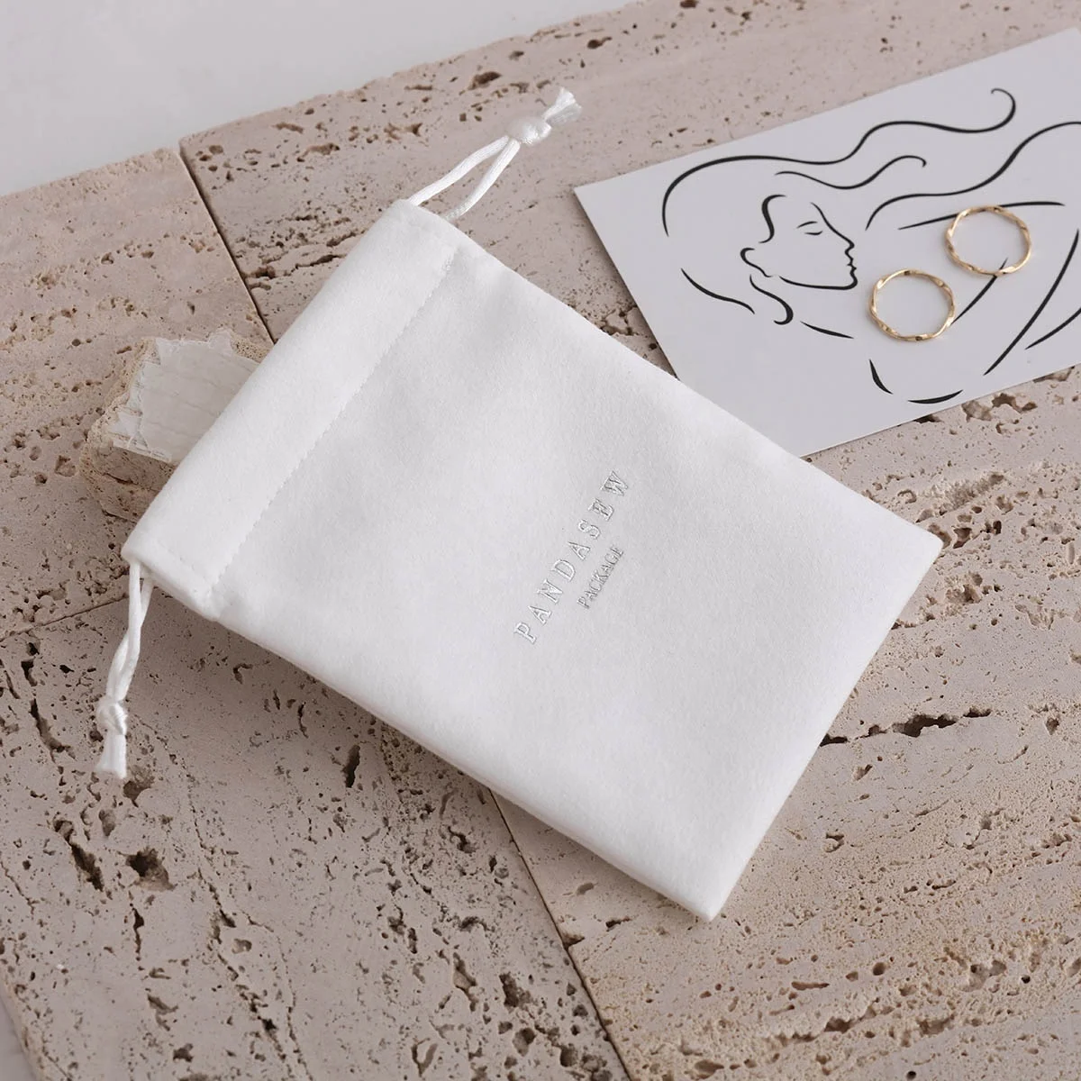 PandaSew, индивидуальный логотип, комфортное ощущение, индивидуальный логотип, сумка на завязках, бархатная сумка для ювелирных изделий