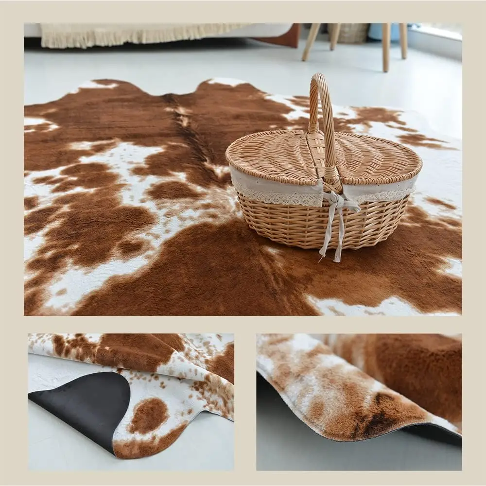 Premium Brown Cowhide Rug Faux Cowhide Rug Cow Print Faux Animal Skin