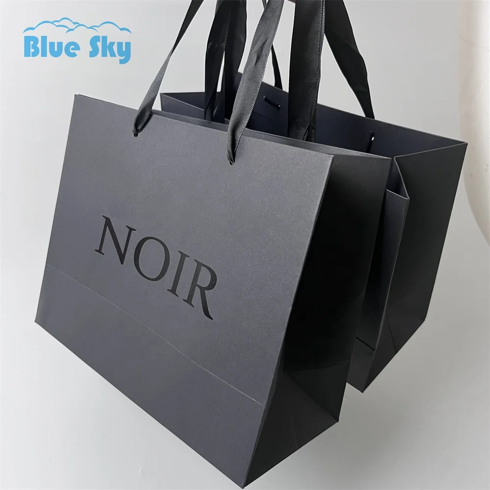 Custom Printed Black Clothing Shopping Paper Bags Wholesale UV