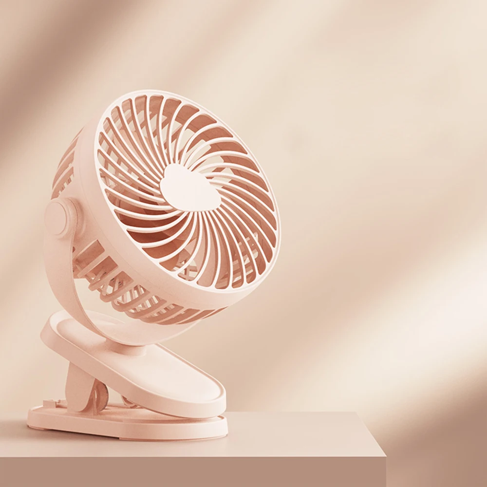 USB Clip on Fan Portable Small Fan With Big Capacity 3 Speeds Strong Airflow With Sturdy Clamp Quiet Personal Desk Fan