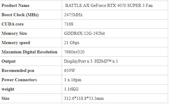 2024 New COLORFUL BATTLE AX GeForce RTX 4070 SUPER 3 Fan GDDR6X Gaming Graphics Card GPU RTX 4070 Super