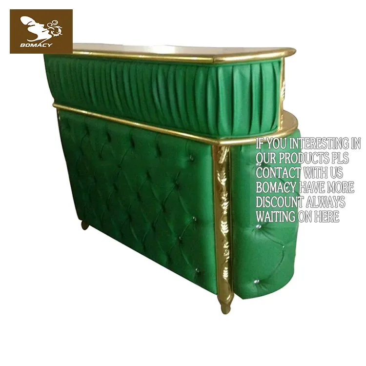 Bomacy Special Luxury Design Gold Used Beauty Salon Furniture Reception Desk for Sale