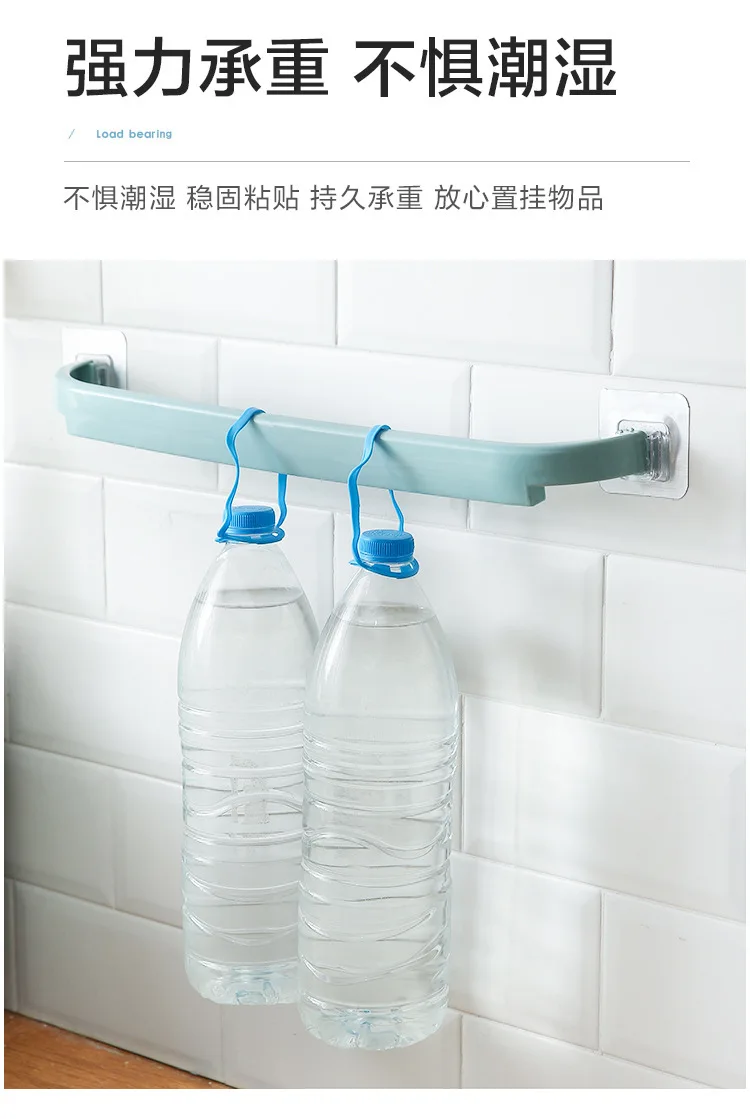 Household Self-adhesive Towel Rack Plastic Wall-mounted Home Bathroom Frame Adhesive Simple Bathroom Shelf details