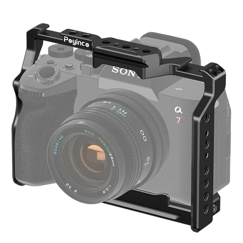 CNC hliníkové kameraové klišé pro Sony A7 IV / A7 III / A7 II / A7R III / A7R II / A7R V – rozšiřující rámeček pro kameru s chladným příslušenstvím (cold shoe), video sestava