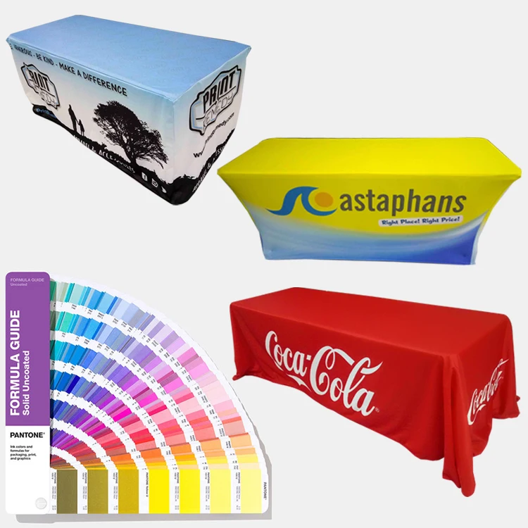FEAMONT Custom Draped Outdoor Polyester Party Wedding Table Cloth Custom Tablecloth Exhibition Tablecloth Trade Show Table Cloth
