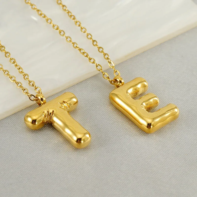 Exquisite Letter Pendant Pvd 18k Gold Stainless Steel Initial Necklace