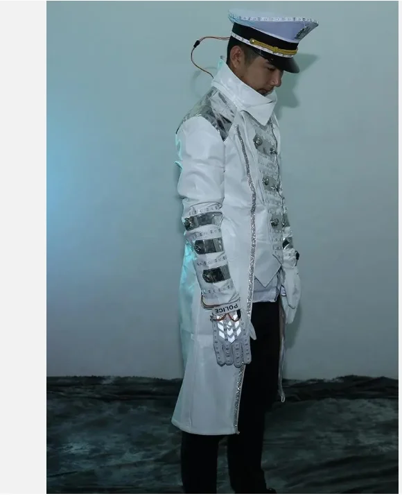 LED Robot Suit with Blue Light  Uniform for Nightclub Bar KTV Shows and Parties Futuristic Party Clothing