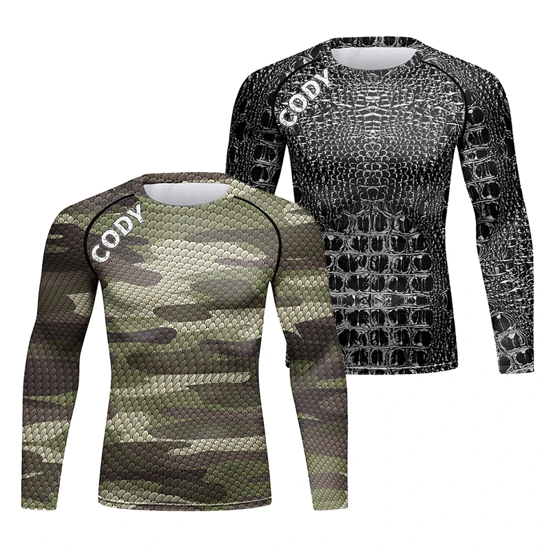 Sublimation Printing Camouflage Polyester Compression t Shirt Custom Design Your Own logo Jiu Jitsu Rash Guard Bjj for Men