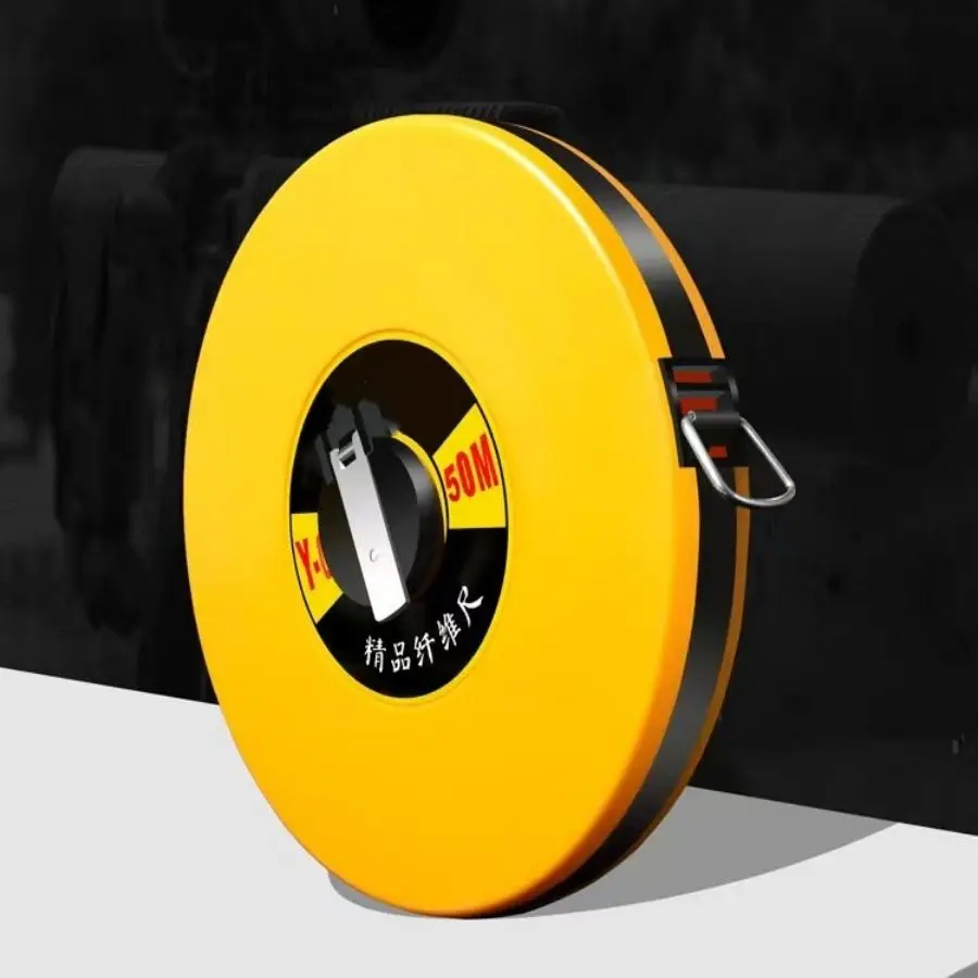 DEWEN Factory Direct High Quality Retractable Fiber Tape 30m/50m/100m Long Open Reel PVC Land Surveyor Tape Metric Inches