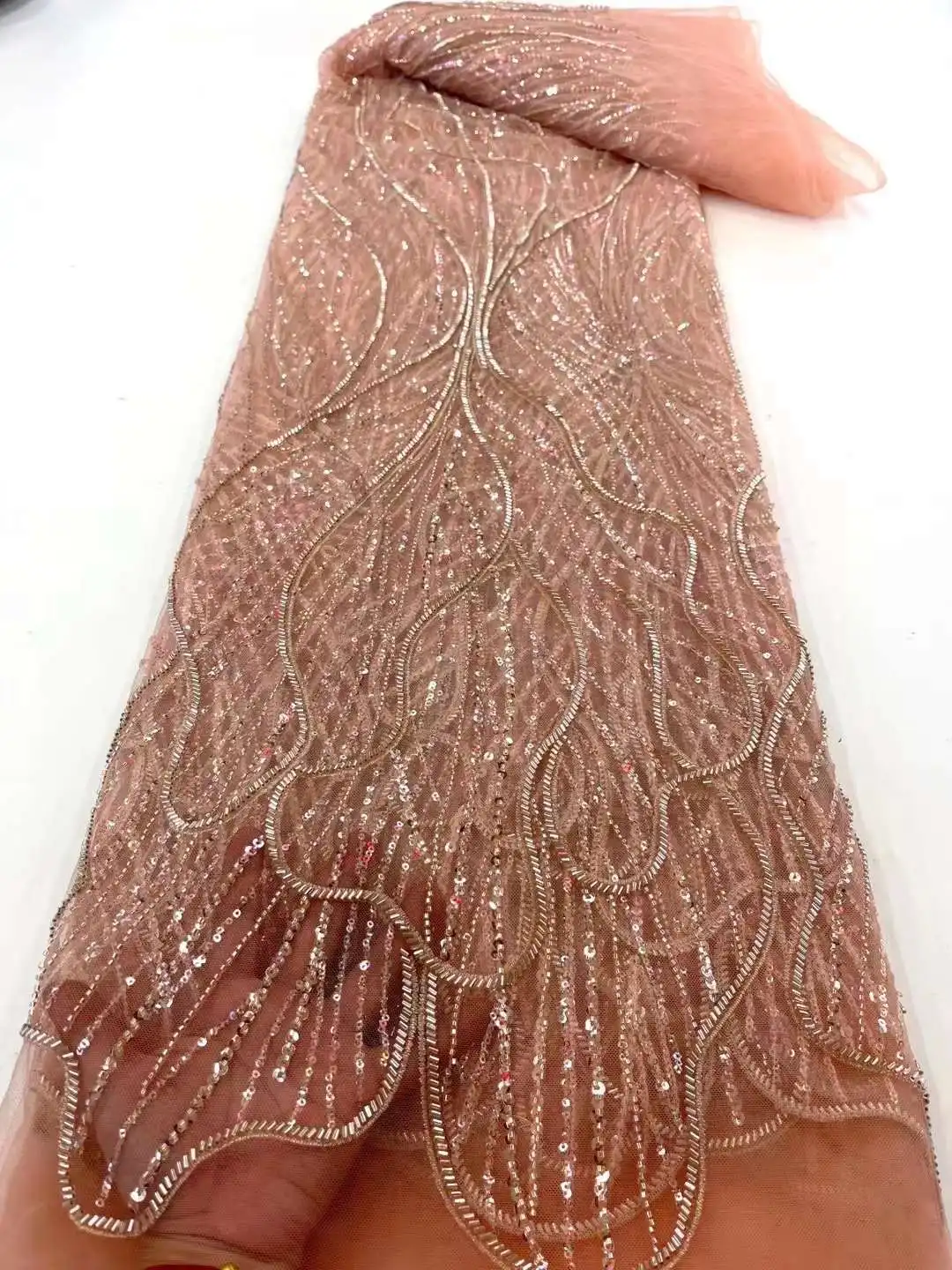 Свадебное платье с гипюровым шнурком швейцарская африканская нигерийская Свадебная кружевная ткань бисером и блестками для