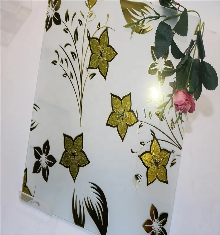 Titanium Ice Flower Design Frosted Glass Acid Etched Glass