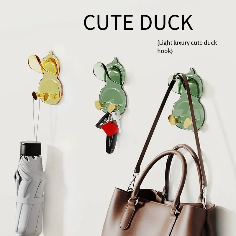 Cute pet novelty hooks clothes sundries multi-functional punching duckling stick cartoon creative door storage clothes novelty hooks