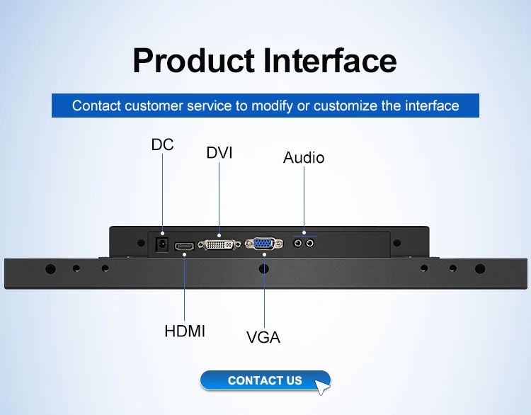Economic 18.5 Inch Industrial Touch Screen Monitor IPS 1366x768 Resistive TFT LCD Metal Case USB New Wall Mount OEM/ODM