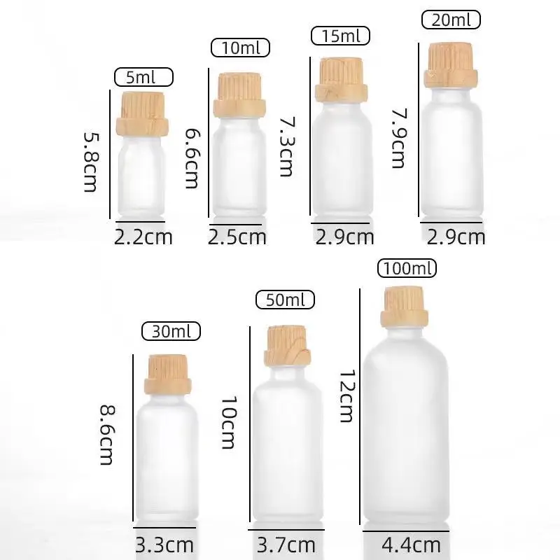 Bouteilles d'huile essentielle vides en verre dépoli de luxe personnalisées en gros