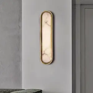 Modern Marble Long Wall Lamps Minimalist Creative Designer Artistic Wall Sconces for Living Room Hotel LED Light Iron Copper