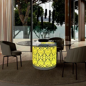 Waterproof Popular Acrylic and Metal Coffee Table Remote Control Luminous Color Changing Party Club Furniture