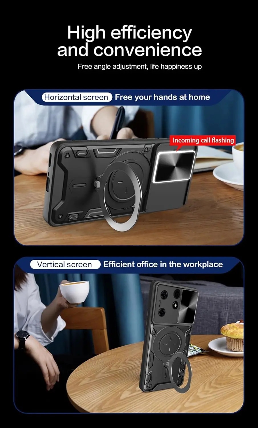 Ring Holder PC Phone Case for Tecno Spark Go 2024 Armor Design Shockproof Car Mount Magnetic Slide Camera Back Cover