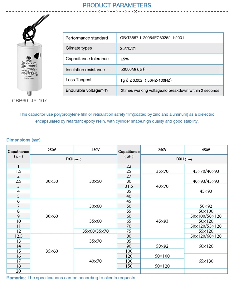Ac Capacitor Price Cbb60 15uf 450v High Voltage Capacitor Buy High