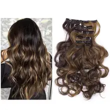 Hot sale synthetic hair extension 7pcs 16clips clips in hair curly extensions for white women