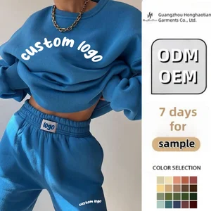ODM High Quality Modern Sports Autumn/Winter Casual Solid Knitting Customizable Logo Oversized Comfortable Women's Jogger Set