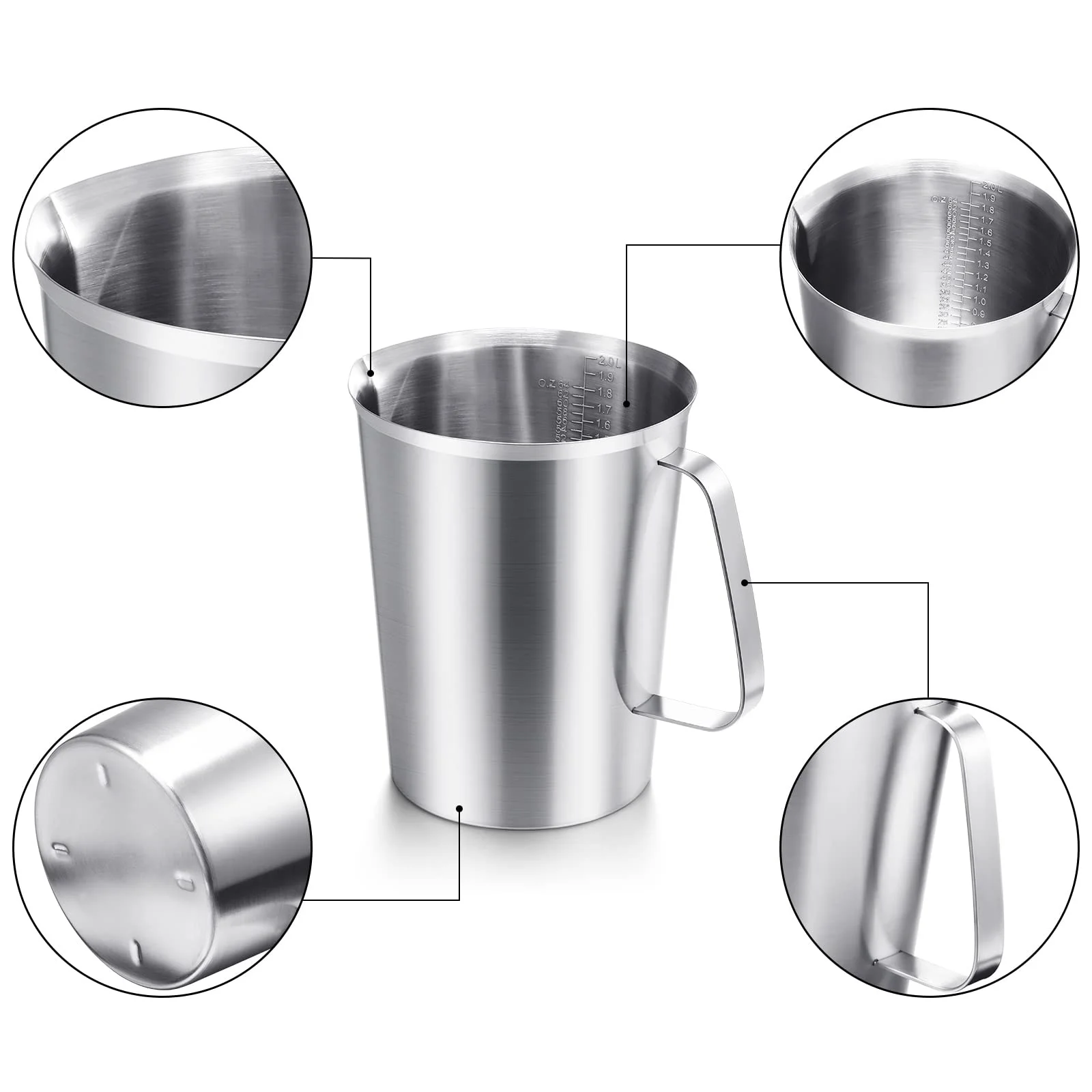 Stainless Steel Measuring Cup Set With Handle With Ounces Milliliters ...