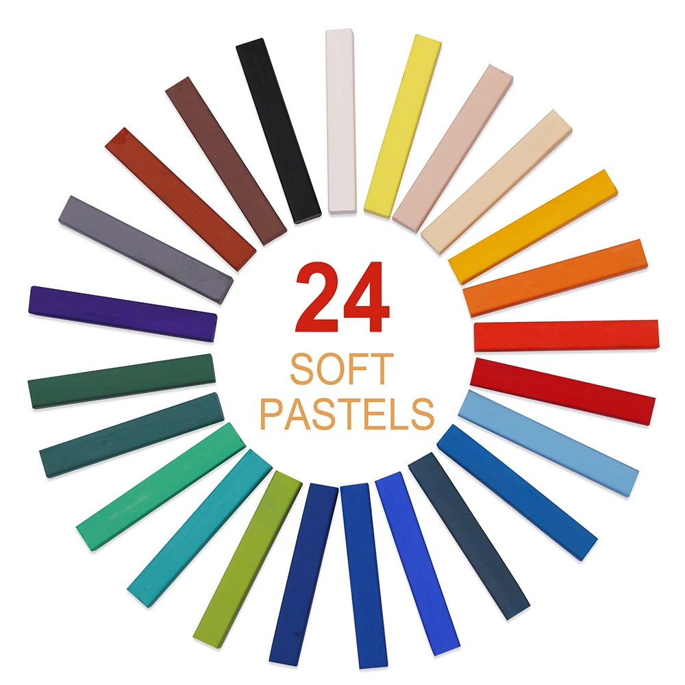 Kalour High Quality 24pcs Soft Pastel Sticks And Colored Charcoal Stick