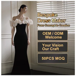 Wholesale Custom Luxury Niche Black One-Shoulder Slim Celebrity Hostess Fishtail Evening Dress High-end Temperament Party Gown