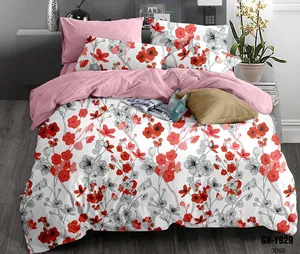 100% Polyester Bedding Set King Queen Double Single Size 4 Pieces Colorful Bed Sheet Set
