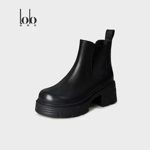 Wholesale Classic Fashion Design Genuine Leather Women's Shoes Comfortable Thick Heeled Breathable Bare Boots Waterproof