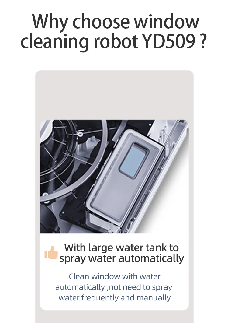 The Latest Upgrade Robot Window Cleaner with 2 Sides Water Tank, Auto Spray Water Robot Window Vacuum Cleaner