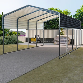 12x20ft Outdoor Carport Simple Design Galvanized Steel Frame Metal Sheet Roof Grey Coating Mobile Parking Garage for Car Parking