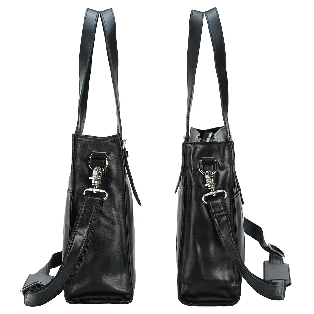 New Fashion Custom Genuine Leather 15.6 Inches Laptop Briefcase Handbag Bag Black Napa Leather Briefcase for Man