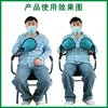 Two light blue simple mesh anti-scratch gloves