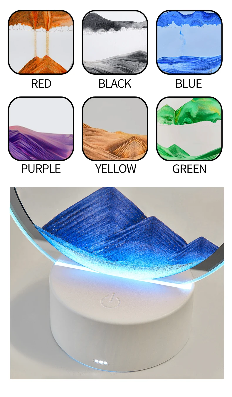 Moving Art Hourglass Table Lamp Battery Operated Or Usb Quick Sand Lamp