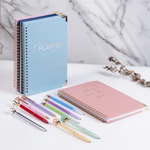 High Quality Custom A5 Spiral Wire Bound School Stationery Agenda Planner Weekly/Monthly A6 Notebook/Diary PVC/PP Perfect Gift