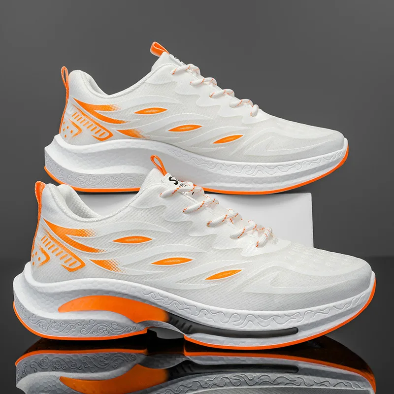 2025 Summer New Trendy Men's Breathable Mesh Sports Shoes Youth Leisure Running Student Lightweight Dad Lace-Up Closure EVA