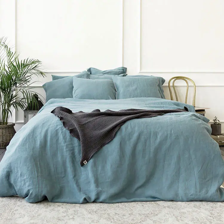 GOTS New Design Eco Friendly Soft Flax Linen Duvet Cover Stone Washed 100% French Linen Bedding Sheet Set